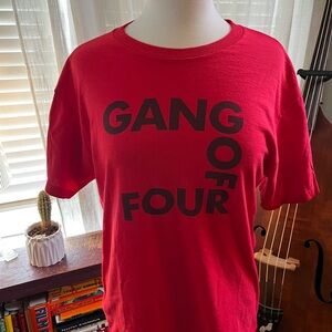 Red Graphic T-Shirt with Black Text